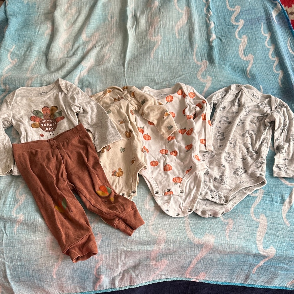 6-Piece Fall Autumn Baby Clothing Bundle - Pumpkin, Halloween, Thanksgiving